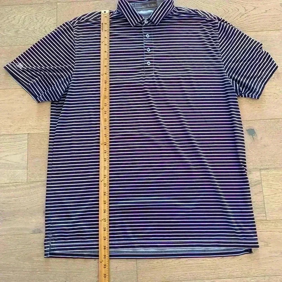 Matte Grey Striped Golf Polo XL - Picture 3 of 7